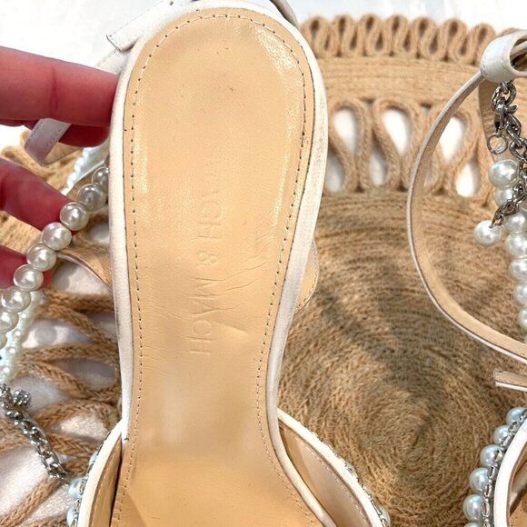 Mach & Mach Bow of Elizabeth Iridescent Faux Pearl Sandals Size 38 - Picture 7 of 13